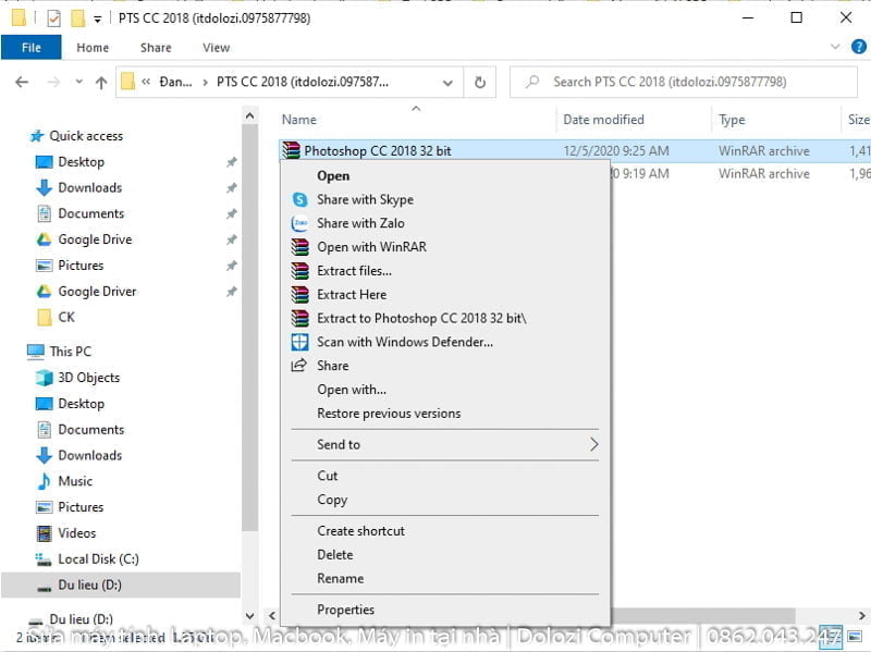 Giải nén phần mềm