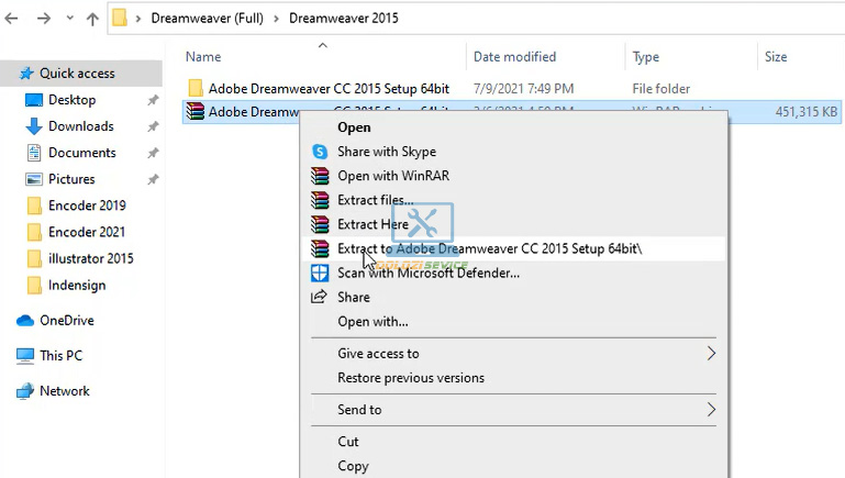 Giải nén phần mềm Dreamweaver 2015
