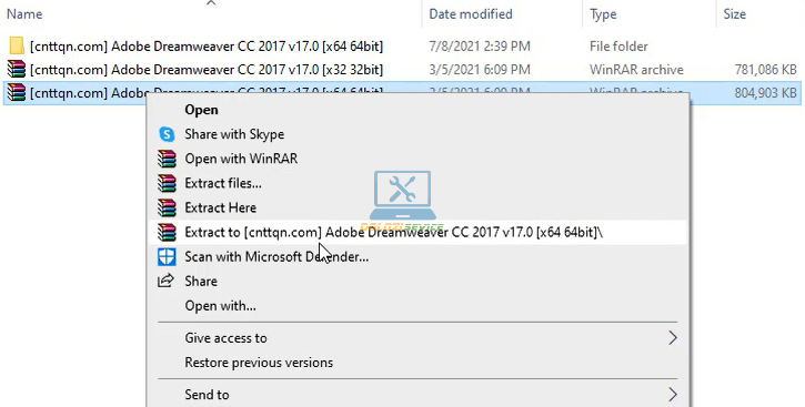 Giải nén phần mềm Dreamweaver 2017
