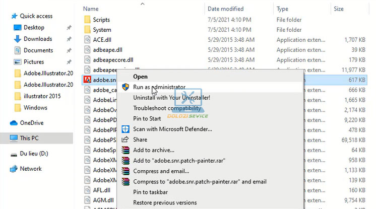 Chạy phần mềm kích hoạt với quyền Admin