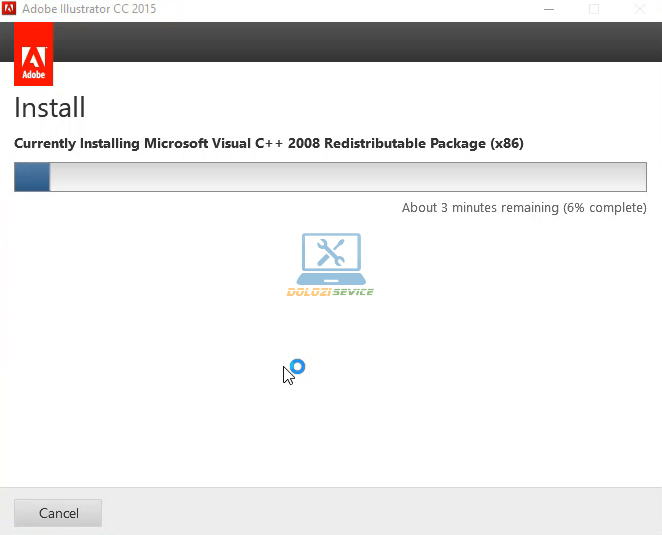 Đợi Illustrator 2015 Full Crack cài đặt hoàn tất