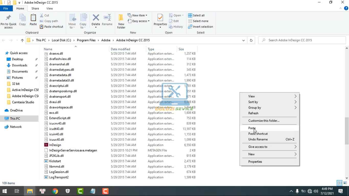 Dán vào thư mục cài đặt InDesign 2015