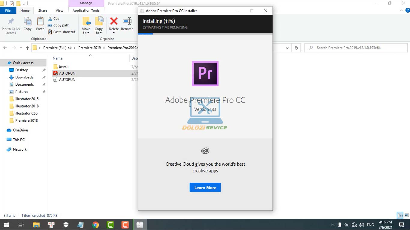 Đợi phần mềm Premiere 2019 Full Crack cài đặt hoàn tất