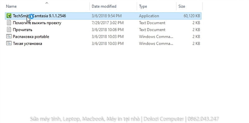 Chạy file cài đặt Camtasia