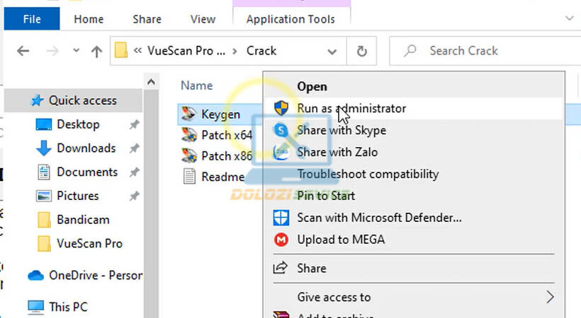Chạy file Keygen bằng quyền Admin.